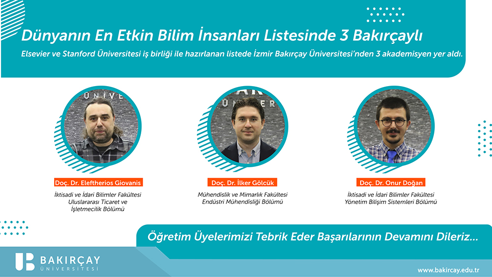 DÜNYANIN EN ETKİN BİLİM İNSANLARI LİSTESİNDE 3 BAKIRÇAYLI AKADEMİSYEN YER ALDI 